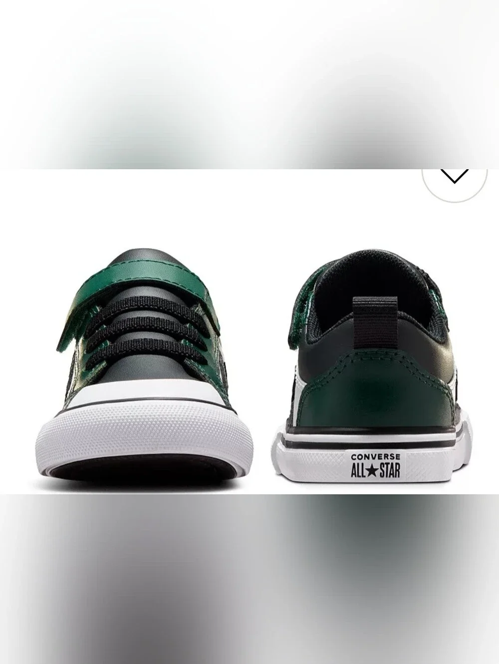 Converse Kids Leather Sneaker in Green, White & Black